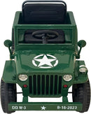 Kids Military Style Electric Jeep – Shovel & Headlights (Ages 3-6) | AED 749